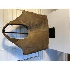 AhDorned Large Brown Suede Tote Bag with Interior Pockets